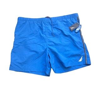 Nautical Olympic Blue Pocketed Men’s Swim Trunks